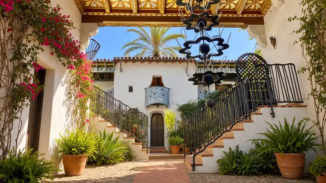 KI-Illustration: Gestalteter Innenhof von Jeff Shelton in Santa Barbara