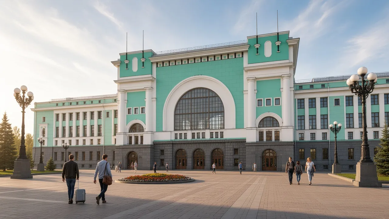 KI-Illustration: Hauptbahnhof Nowosibirsk