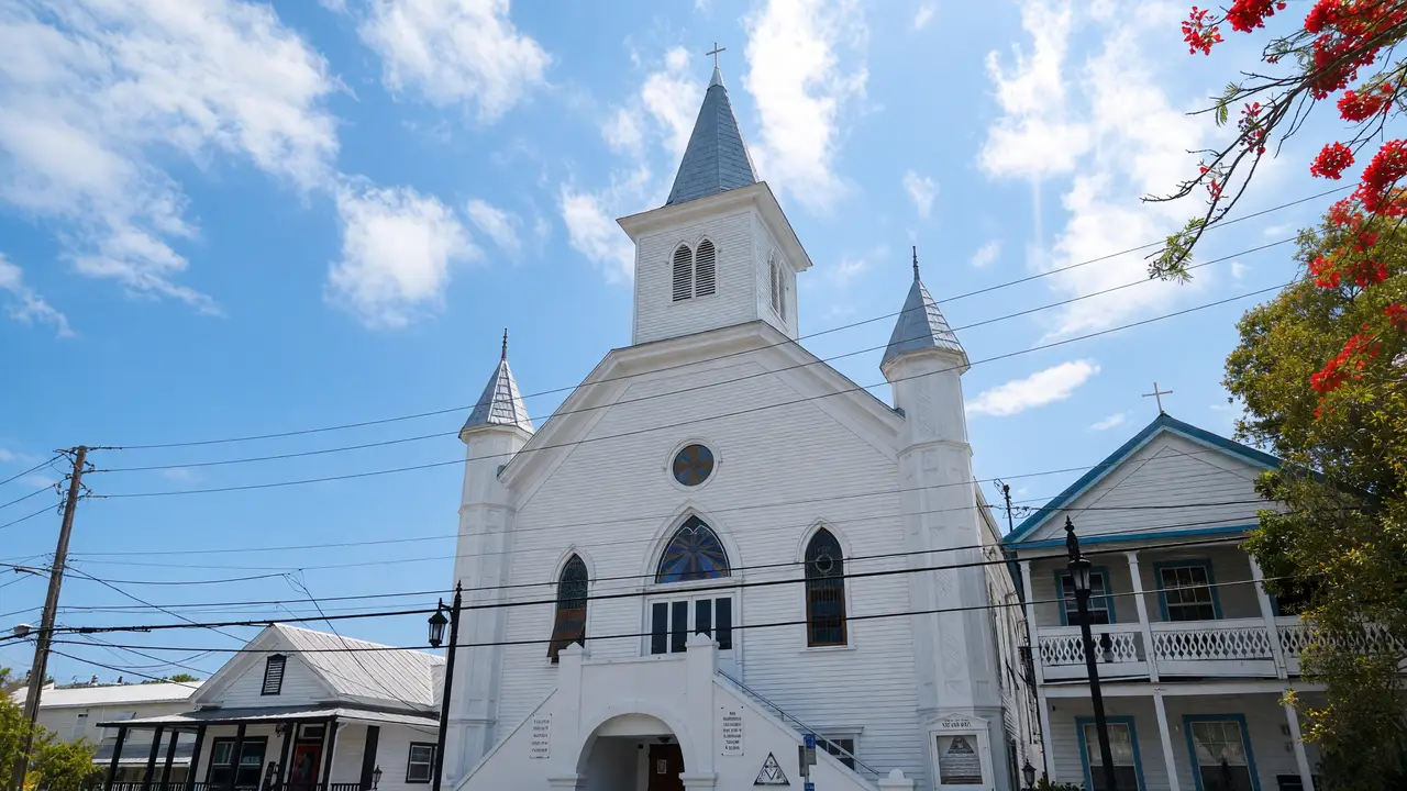 KI-Illustration der Cornish Memorial Church in Key West