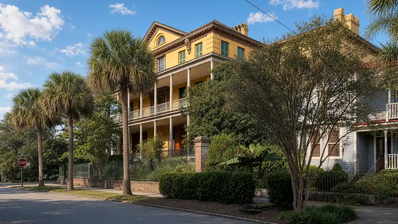 KI-Illustration des Aiken–Rhett House in Charleston