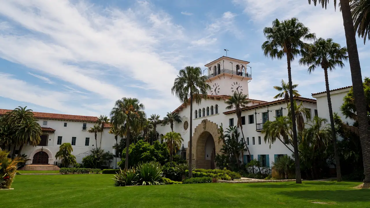KI-Illustration des Santa Barbara County Courthouse