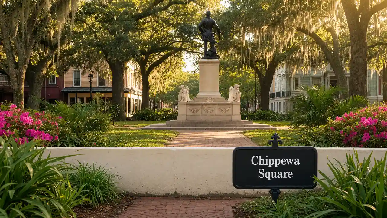 KI-Illustration: Chippewa Square in Savannah