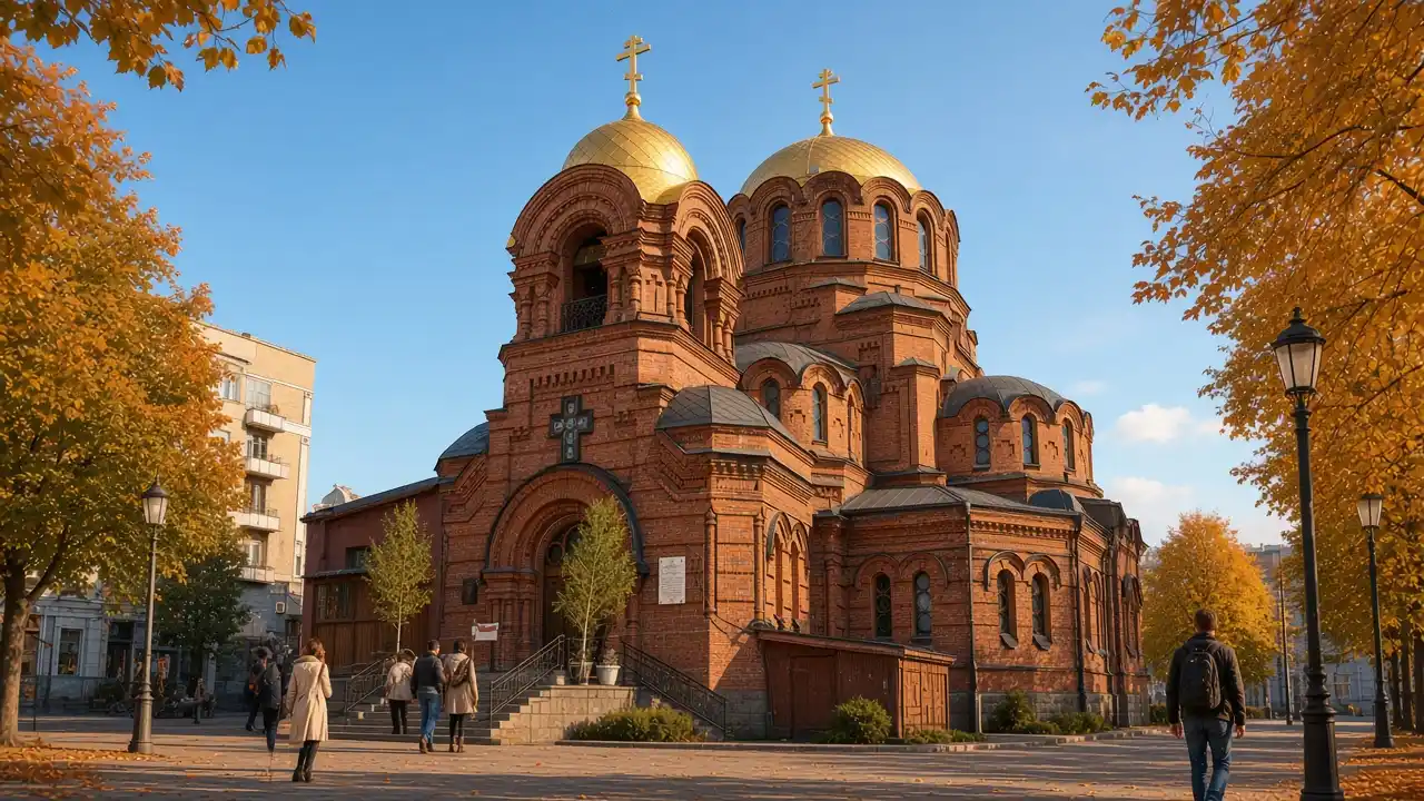 KI-Illustration: Alexander-Newski-Kathedrale in Nowosibirsk
