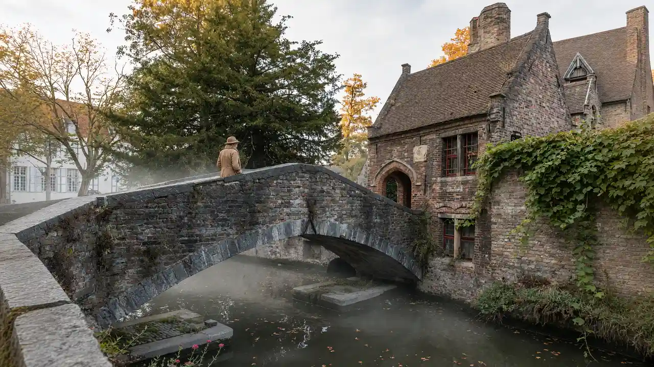 KI-Illustration der Bonifatiusbrücke in Brügge