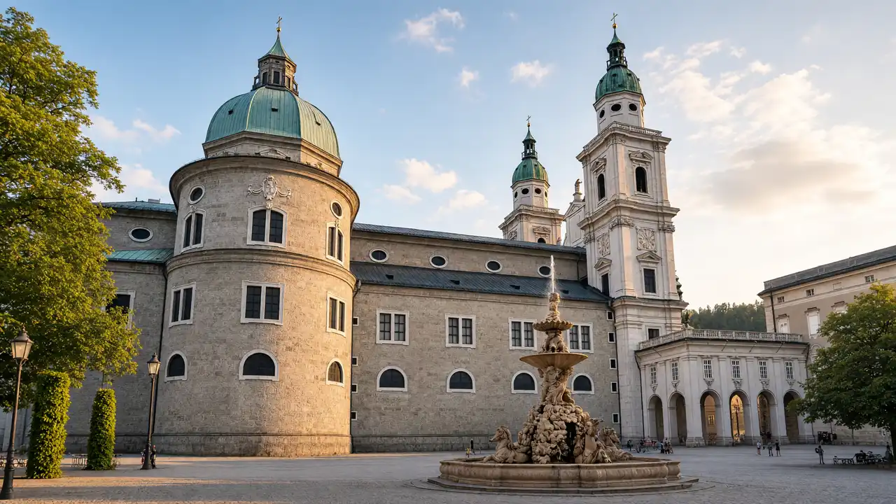 KI-Illustration: Salzburger Dom mit Kuppel
