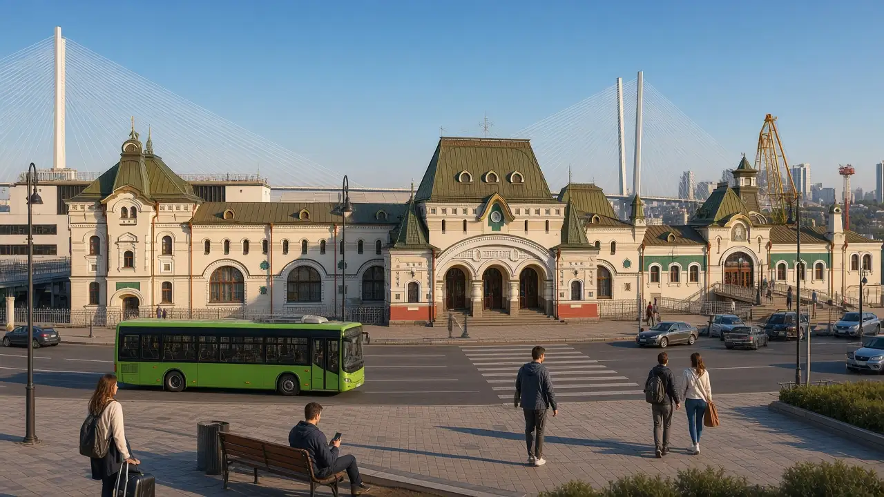 KI-Illustration: Bahnhof Wladiwostok